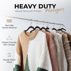 Our Modern Space 200 Pack Velvet Hanger for Shirt Pants Dresses Skirts Suits Jackets - Slim Space Saving Design - Standard Coat Hanger - Sturdy & Durable Design with Shoulder Grooves Hook - Image 2