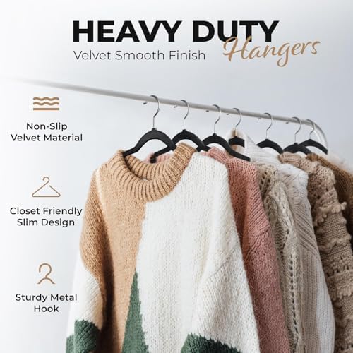 Our Modern Space 200 Pack Velvet Hanger for Shirt Pants Dresses Skirts Suits Jackets - Slim Space Saving Design - Standard Coat Hanger - Sturdy & Durable Design with Shoulder Grooves Hook - Image 2