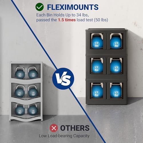 FLEXIMOUNTS 110 QT Stackable Plastic Storage Bins With Lids, Black - Image 3