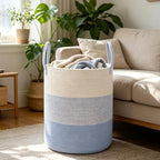 105L Extra Large Laundry Basket, Clothes Hamper with Handles- Blue - Image 3