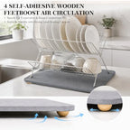 Stone Drying Mat for Kitchen Counter, Stone Dish Drying Mat with 4 Wooden Feet & Foldable Stainless Steel Dish Drying Rack for Sink Area, Apartment, RV & Small Household Kitchen - Image 4