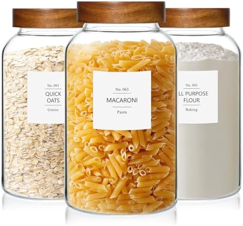 KEYWING 88oz Glass Jars w/Acacia Lids for Flour & Sugar Storage Containers by KEYWINGDirect