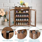 Ikee Design Wooden Storage Cabinet with Glass Door & Adjustable Shelves - Image 4