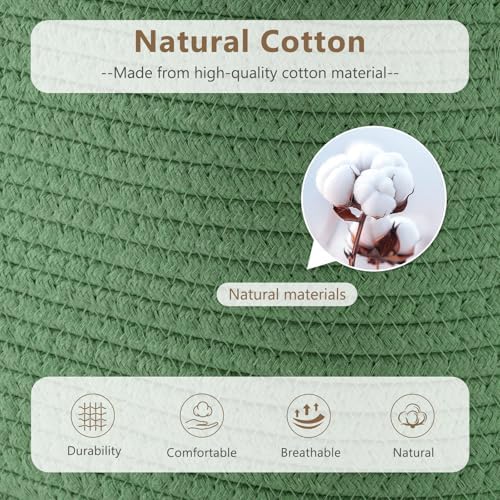 ECDYQXVU 15x10x9" Woven Cotton Rope Storage Basket, Leather Handles 2 Pack - Image 3