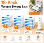 18 Pack Vacuum Bags for Travel with Rechargeable Pump, Save Luggage Space - Image 2