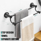 Hoimpro Double Towel Bar Towel Rack for Bathroom Holder Wall Mounted Black - Image 5