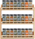 3 Tier Bamboo Spice Rack Organizer for Kitchen Countertop or Wall Mounting by BAMBITION