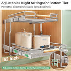 Pull out Cabinet Organizer, 2 Tiers 23"W X 21"D, Heavy Duty Smooth Sliding Under Cabinet Shelves for Pots and Pans, Full-Extension Roll out Drawers, Slide out Organization for Home Kitchen Pantry - Image 5
