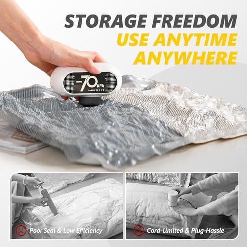 15 Pack Vacuum Storage Bags with Electric Pump, 70KPa Travel Space Saver Bags, Reusable Vacuum Seal Bags for Clothing, Suitcase, Travel & Home Use, White - Image 6