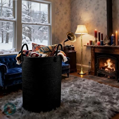 Modern Granny Extra Large Cotton Rope Laundry Hamper 16x22 Inch Dual Secure Woven Handle for Living Room Closet Clothes Blanket Organization - Image 3