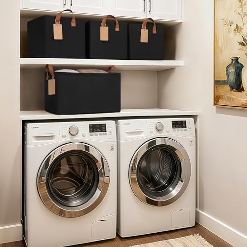 CHICVITA 30L Large Fabric Closet Baskets for Shelves, 4Pack, Black - Image 3