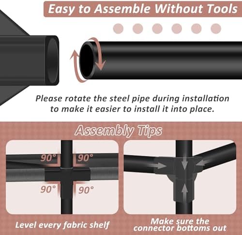 Wardrobe Closet, Quick and Easy Assembly, Gray Portable Closet - Image 7