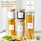 CZSZYGHBAO 5 Pack Glass Jars with Bamboo Airtight Lids - Stackable Food Storage Containers with 132 Pantry Labels - with Wood Lid for Candy, Cookie, Rice, Sugar, Flour, Pasta, Nuts - Image 2