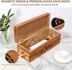 Wood Cable Management Box - 15.8" (L) x 6" (W) 5.5" (H) Acacia Wood Cable Hider Box, Cord Hider with Magnet Design & Outlet Hole, Power Strip Surge Protect & Organizer for Home Office Kitchen TV Wires - Image 6