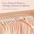 Smartor White Velvet Hangers 50 Pack, Non Slip Rose Gold Hook Felt Hangers - Image 5