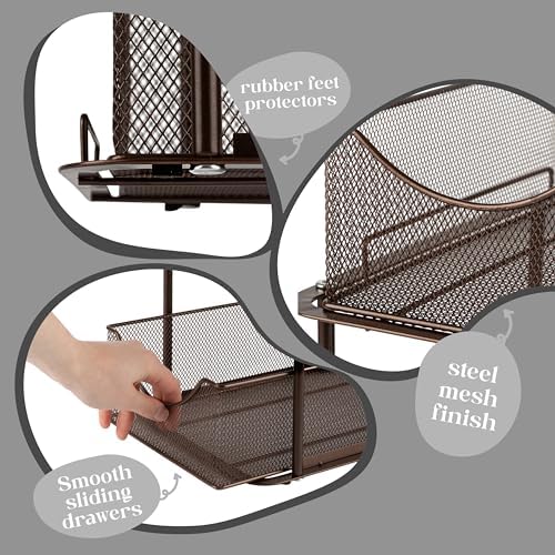 Sorbus Pull-Out Under Sink Organizer, Mesh Construction (Bronze, 2 Pack) - Image 4