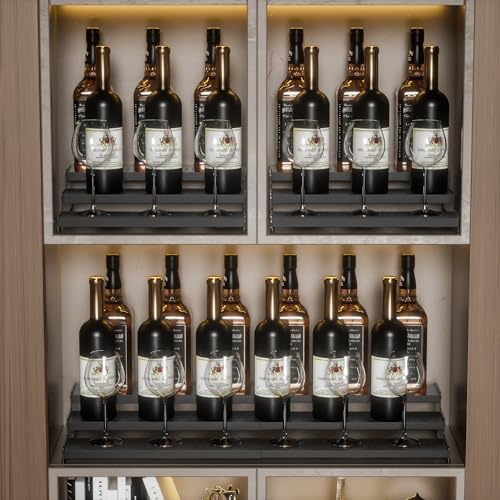 Expandable 3-Tier Metal Spice Rack, Heavy Duty Kitchen Step Shelf Organizer for Cabinet, Pantry & Countertop, Non-Slip Storage for Spices, Perfumes & Collectible Figures(BLACK,2PACK) - Image 5
