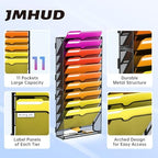 11-Tier Wall File Organizer and Hanging File Organizer with Base, Black - Image 3