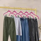 Quality Plastic 20-Pack Non Velvet Non-Flocked Thin Compact Skirt/Pant Hangers with Metal Clips for Skirts Pants Blouses Coats 360° Swivel Hook (Pink, 20) - Image 6