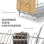 Simple Houseware 2-Tier Stainless Steel Dish Rack with Drainboard, Chrome - Image 6