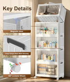 Hanyi 415 QT 5-Tier Stackable Storage Bins with Lids, Clear Doors, 4 Wheels - Image 3