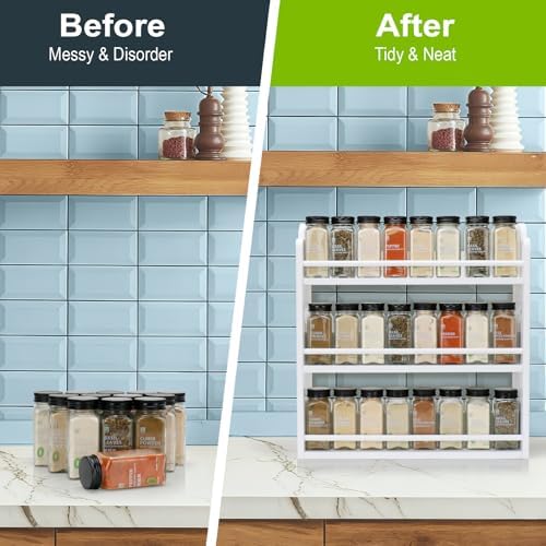 3-Tier Bamboo Spice Rack, Wall Mount & Countertop Spice Organizer - Image 5