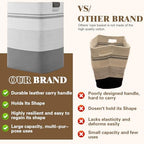 Laundry Hamper, 85L Tall Laundry Basket with Leather Handles, Rectangle Large Clothes Hamper for Organizing, Cotton Woven Laundry Baskets Storage Hampers for Bedroom, Nursery, Living Room - Image 5