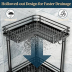 Consumest Corner Shower Caddy Standing - 4-Tier Stainless Steel Shower Organizer with Soap Holder and 4 Hooks, Large Capacity Corner Shelf Stand for Bathroom, Rest Room, Black - Image 5