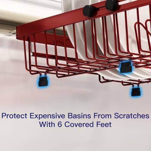MAJALiS Red Expandable Dish Drying Rack Over The Sink with Anti Slip Grip - Image 6