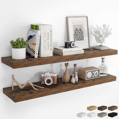RICHFOCUS Long Floating Shelves for Wall 2Pack|Rustic Brown|48" Lx8 D by RICHFOCUS