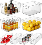 Hudgan 8 Clear Plastic Storage Bins for Pantry Organizer, Kitchen Cabinet by HUDGAN