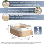NaturalCozy 11.8"x8"x4.5” Storage Baskets for Shelves 3 Pack | Cotton Rope Woven Small Baskets for Organizing | Small Storage Bins for Nursery, Bathroom, Closet, Cube Shelf, Decorative, Gift Basket - Image 2