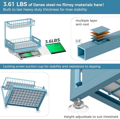 Saydear L-Shaped Under Sink Organizer, 2-Tier Pull-out Cabinet Rack 1-Pack - Image 4