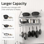 KES 30-Inch Silver Gray Pot Rack Wall Mounted, 100 Lbs Capacity - Image 2