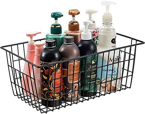 15.2" Metal Wire Baskets for Organizing 6 Pack, Household Pantry Storage Freezer Organizer Bins with Handles, Freezer Baskets for Upright Freezer, Refrigerators, Kitchen Cabinets, Black - Image 4