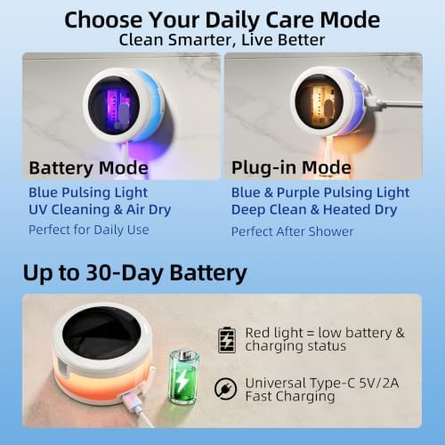 UV Toothbrush Sanitizer Holder, Dual Mode Cleaning with Ambient Lighting - Image 3