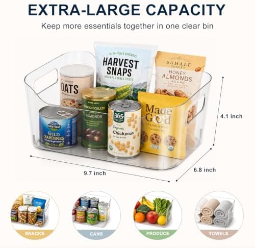 18 Pack Clear Plastic Storage Bins Pantry Organizers for Kitchen Bathroom - Image 2