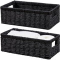 Vagusicc Wicker Storage Basket, Paper Rope Wicker Baskets with Handles, Toilet Paper Basket for Toilet Tank Top, Small Wicke Baskets for Organizing Shelves, 2-Pack, Black by Vagusicc