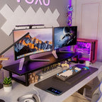 Simple Trending 38" Dual Monitor Stand Riser, Desk Organizer, Black - Image 5