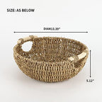 KINGWILLOW 13.39" Seagrass Woven Round Basket with Wooden Handles - Image 3