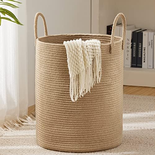 YOUDENOVA Jute Rope Laundry Hamper Basket, 58L Blanket Basket for Nursery by YOUDENOVA