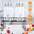 1 Gallon Glass Drink Dispensers For Parties-Set of 2,Leak-Proof Spigot - Image 3