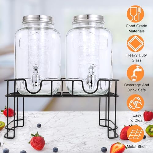 1 Gallon Glass Drink Dispensers For Parties-Set of 2,Leak-Proof Spigot - Image 3
