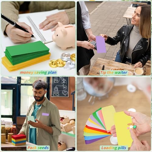 1000 Pcs Money Envelopes for Cash 3.5x6.5in 12 Color Colored Coin Envelopes Small Cash Envelopes with Gummed Flaps for Money Saving Challenge Small Item Organizer Coins Tickets Tips Parts Seed Storage - Image 6