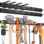 99 Inches Garage Storage, UUP Garage Organization, Wall Mount Garden Tool Organizer, Max 1000lbs Adjustable Metal Hook, Yard Shed Hanging Utility Rack, Heavy Duty Shelving for Rake Broom Mop Snowboard by UUP