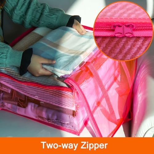 Vieshful Pink 90L Clear Clothes Storage Bag with Zipper 3 Pack - Image 5