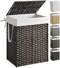 SONGMICS Laundry Hamper with Lid, 23.8 Gallon (90 L) Synthetic Rattan Clothes Laundry Basket with Lid and Handles, Foldable, Removable Liner, Chestnut Brown ULCB051K02 by SONGMICSbySONGMICSHOME