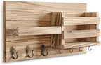 Lwenki Mail Organizer for Wall Mount – Key Holder with Shelf Includes Letter Holder and Hooks for Coats, Dog Leashes – Rustic Wood with Flush Mounting Hardware (16.5” x 8.7” x 3.5”) (Wood) - Image 2