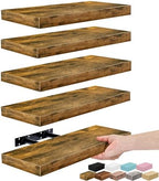 Sorbus 16 Inch Floating Shelves for Wall (5 Pack, Rustic Brown) by Sorbus