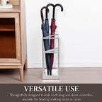 MyGift 20 Inch Tall Modern Silver Tone Metal Geometric Freestanding Entryway Umbrella Rack or Cane Holder with Shelf for Small Umbrellas and Bottom Drip Tray - Image 3